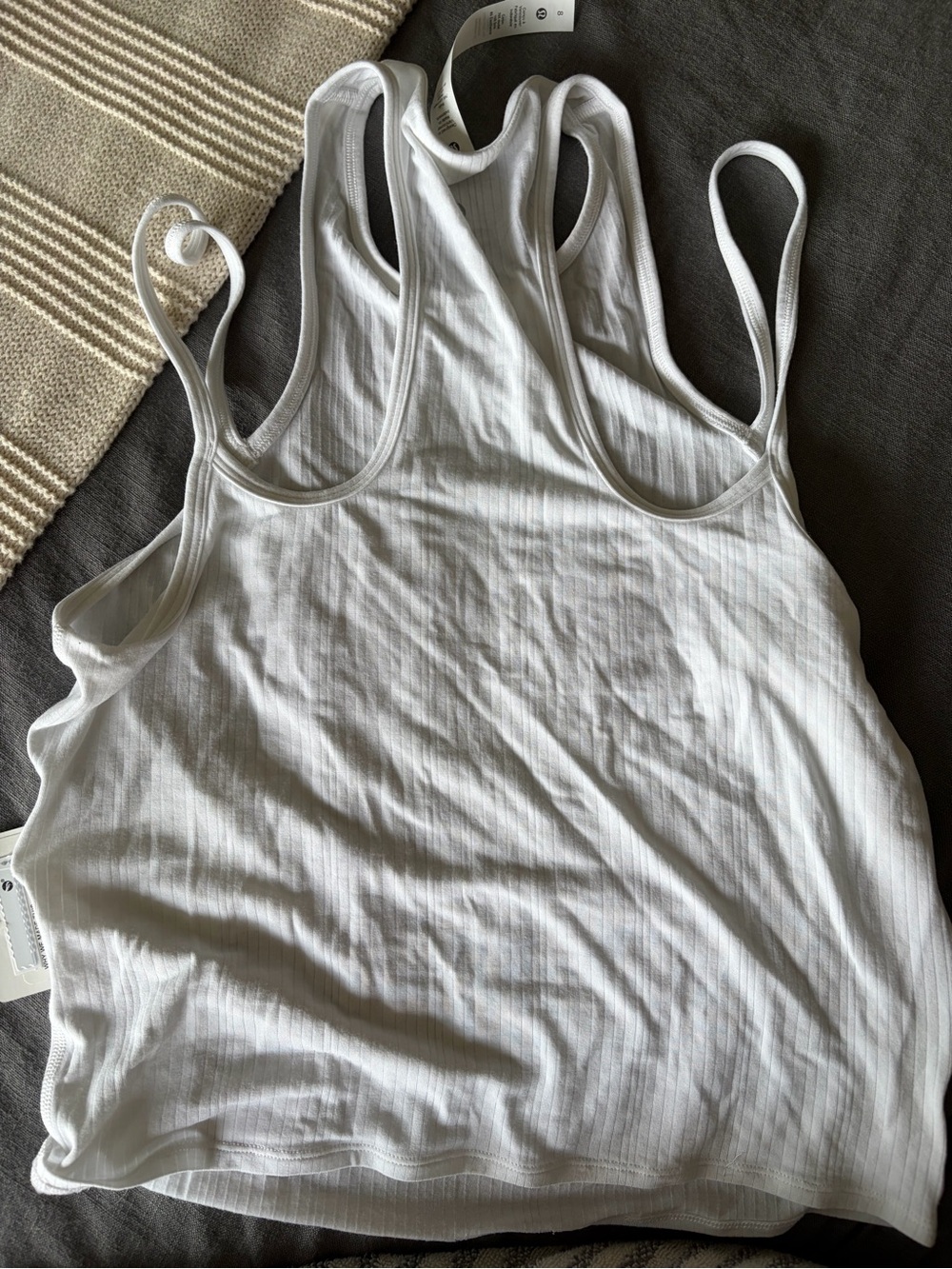 lululemon athletica White Ribbed Racerback Tank - Picture 2 of 3